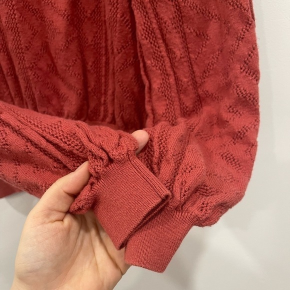 Joie Jaede Pointelle Cotton Cashmere Sweater in Desert Spice Size Medium - Picture 8 of 11